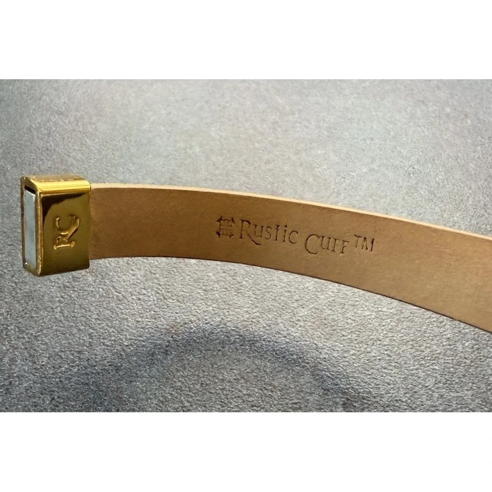 Rustic Cuff Meagen Leather Dimpled Gold Magnetic Double Wrap Bracelet